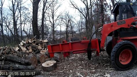 skid steer log splitter and cutter video|homemade skid steer log splitter.